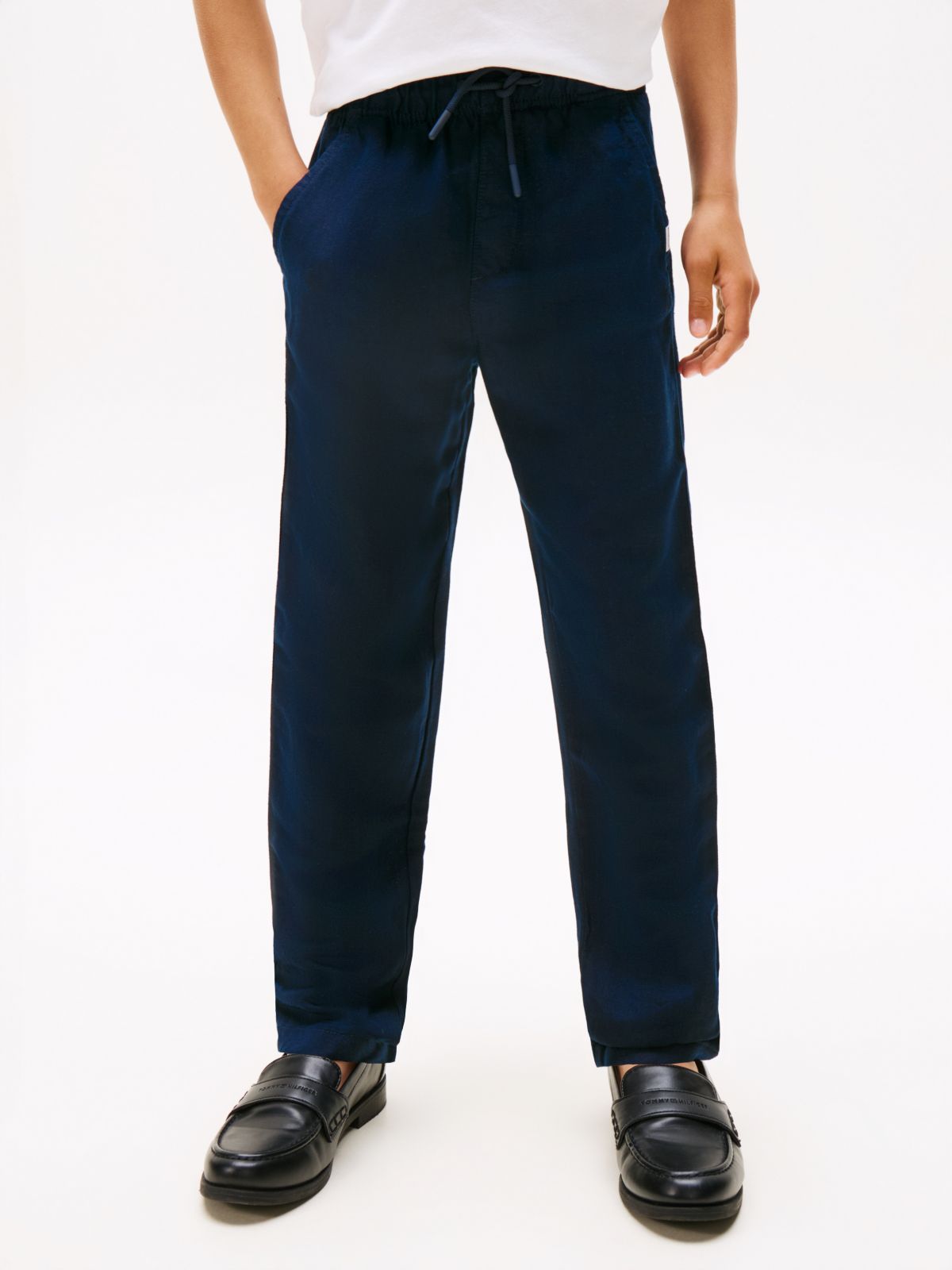 Signature Relaxed Linen Blend Trousers — Blue