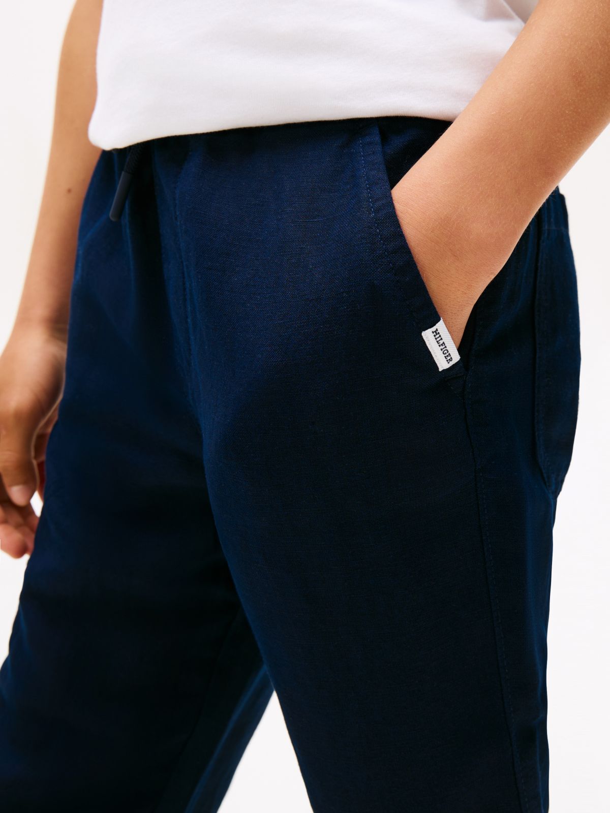 Signature Relaxed Linen Blend Trousers — Blue