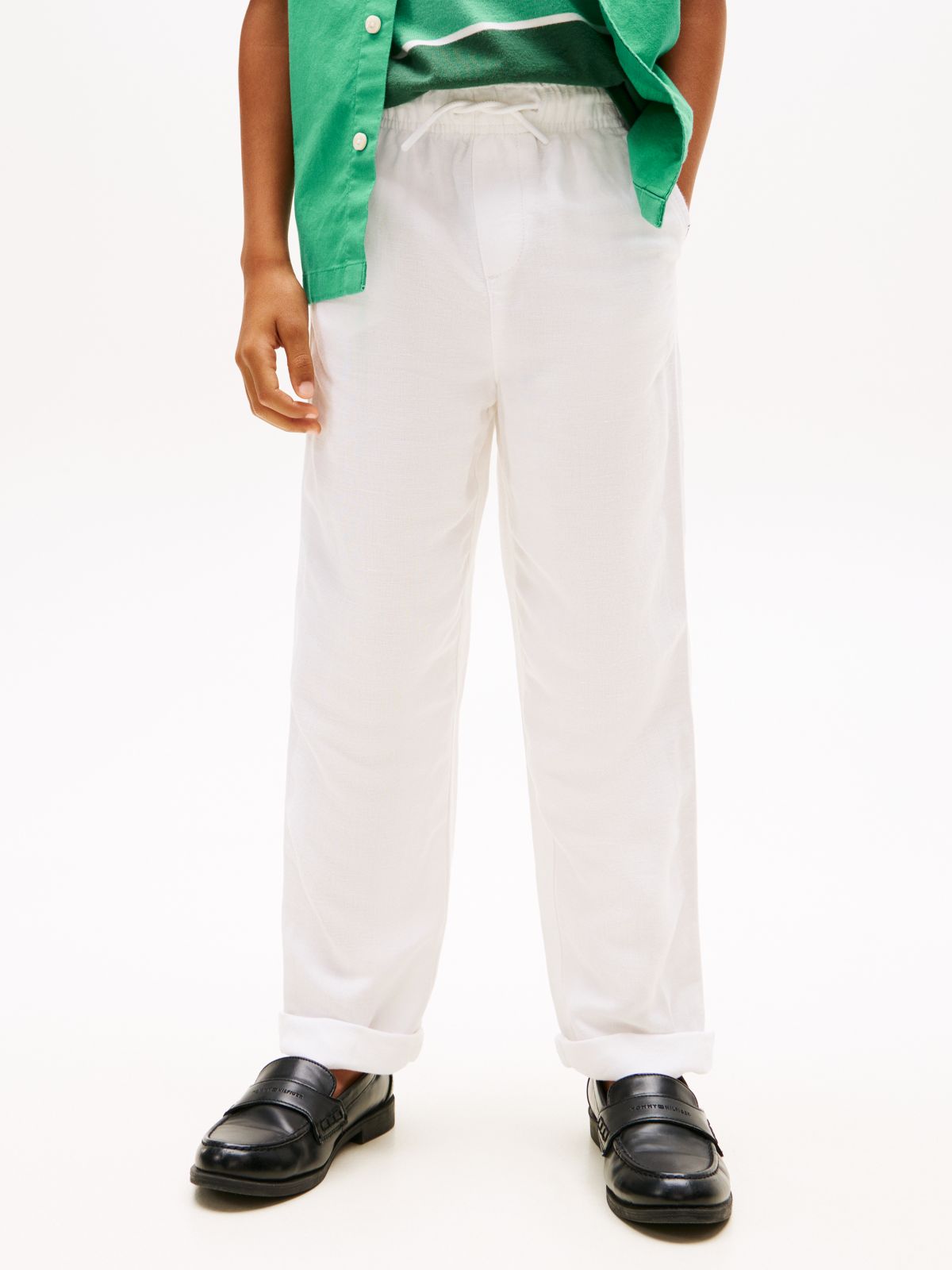Signature Relaxed Linen Blend Trousers — White