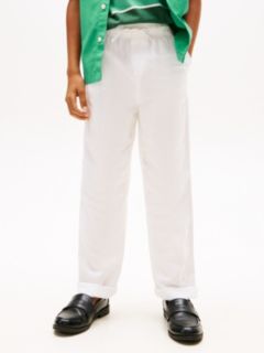 Signature Relaxed Linen Blend Trousers — White 2