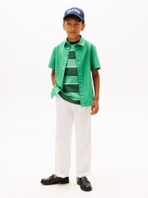 white signature relaxed linen blend trousers for boys tommy hilfiger