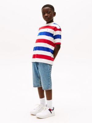 t-shirt à col ras-du-cou et drapeau brodé plusieurs couleurs pour garçons tommy hilfiger