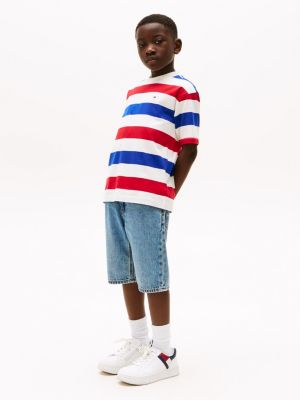 multi flag embroidery crew neck t-shirt for boys tommy hilfiger