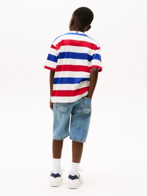 multi flag embroidery crew neck t-shirt for boys tommy hilfiger