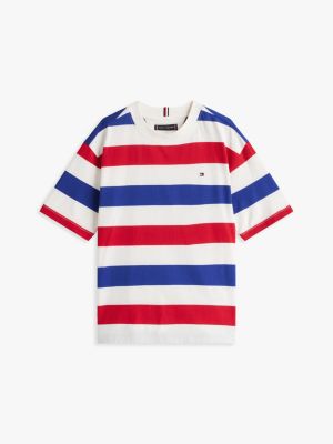 multi flag embroidery crew neck t-shirt for boys tommy hilfiger