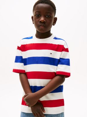 multi rundhals-t-shirt mit aufgestickter flag für jungen - tommy hilfiger