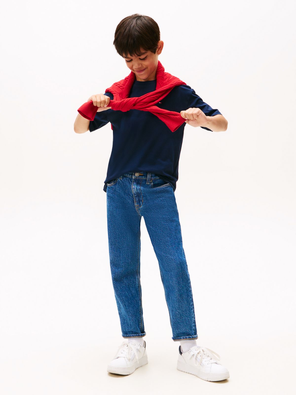 Essential Flag Embroidery Crew Neck T-Shirt — Blue