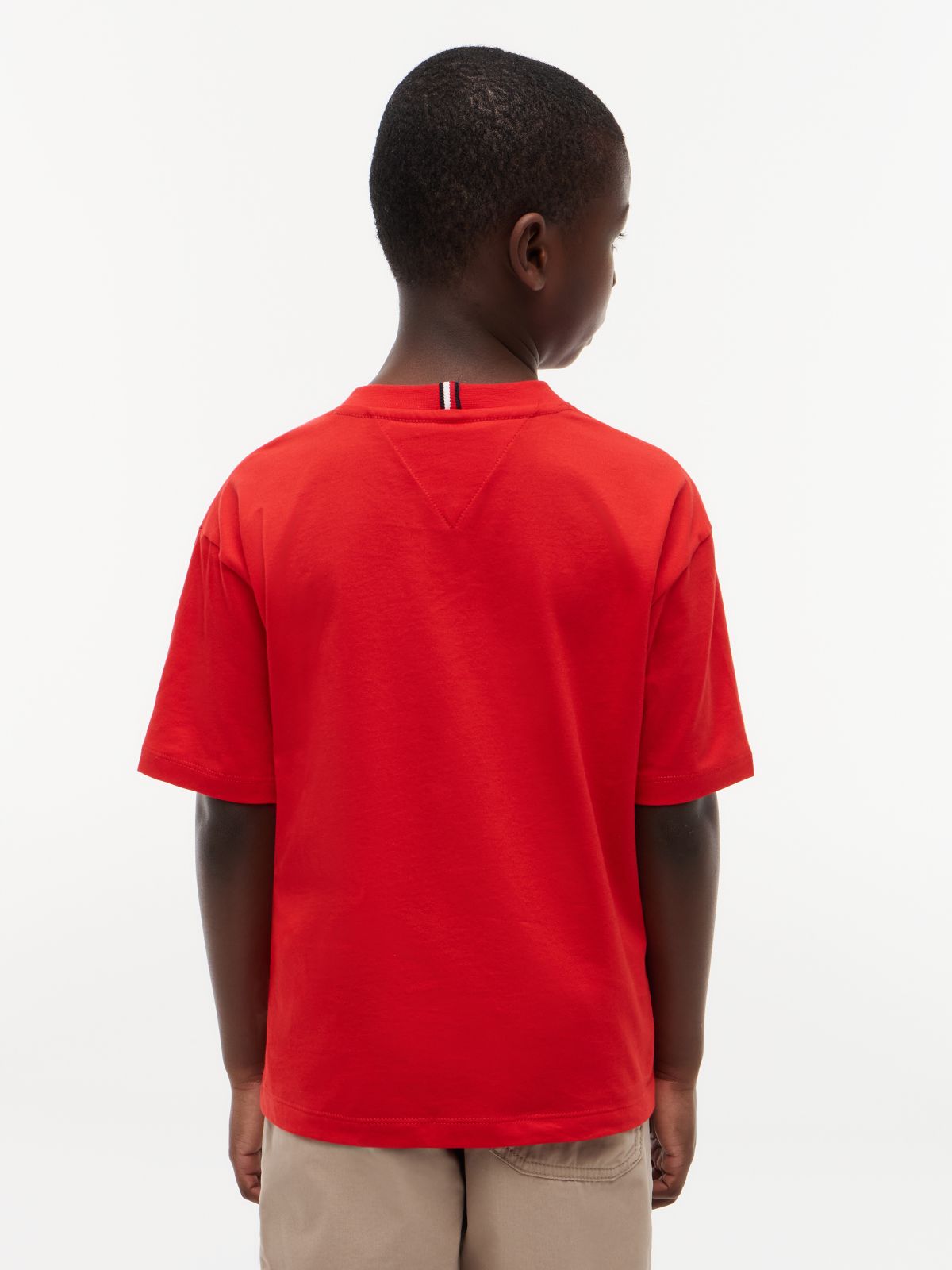 Essential Flag Embroidery Crew Neck T-Shirt — Red