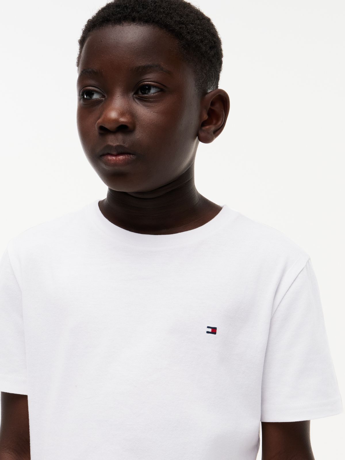 Essential Flag Embroidery Crew Neck T-Shirt — White