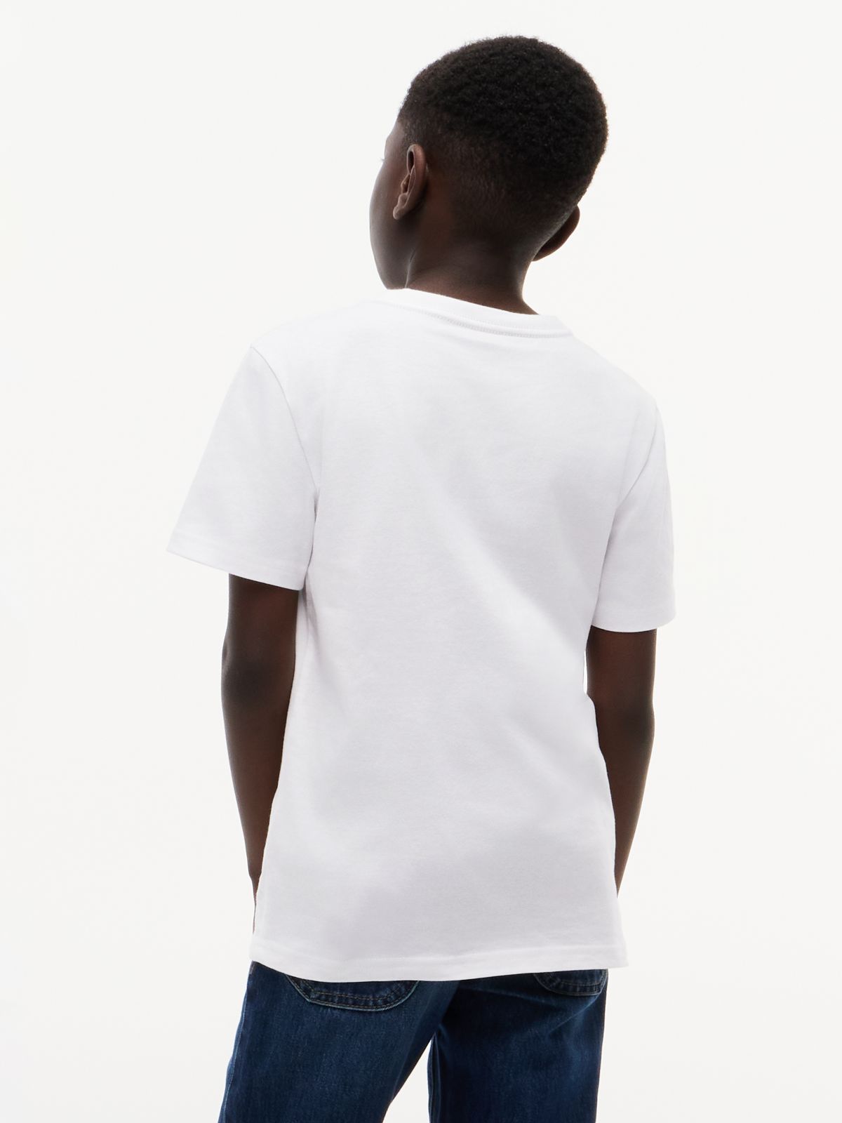 Essential Flag Embroidery Crew Neck T-Shirt — White