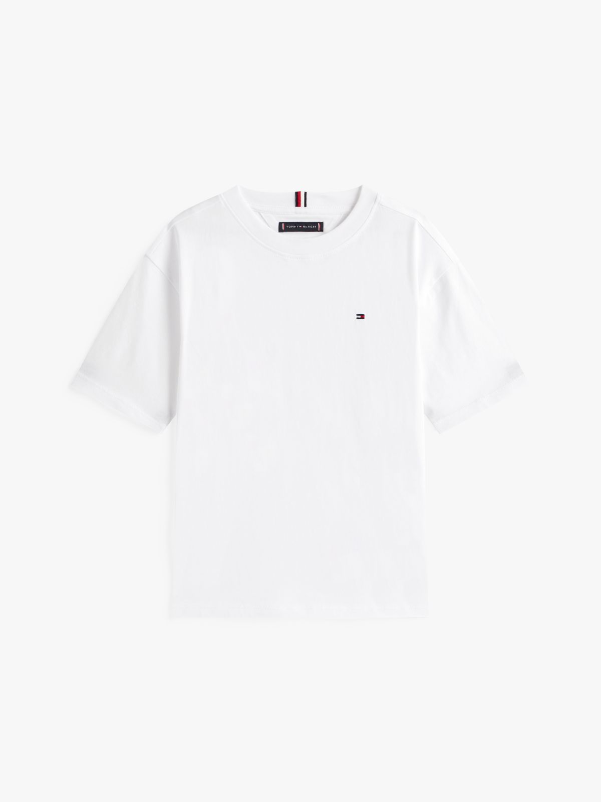 Essential Flag Embroidery Crew Neck T-Shirt — White