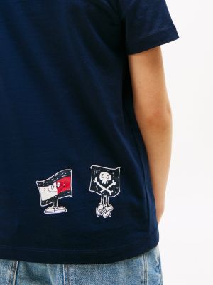 blau flag character t-shirt mit rückenlogo für jungen - tommy hilfiger