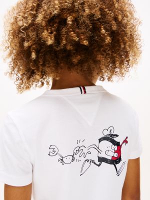 t-shirt con bandierina animata e logo bianco da bambini tommy hilfiger