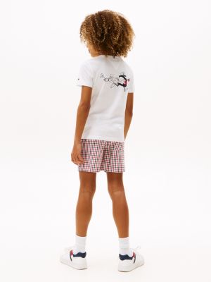 t-shirt con bandierina animata e logo bianco da bambini tommy hilfiger