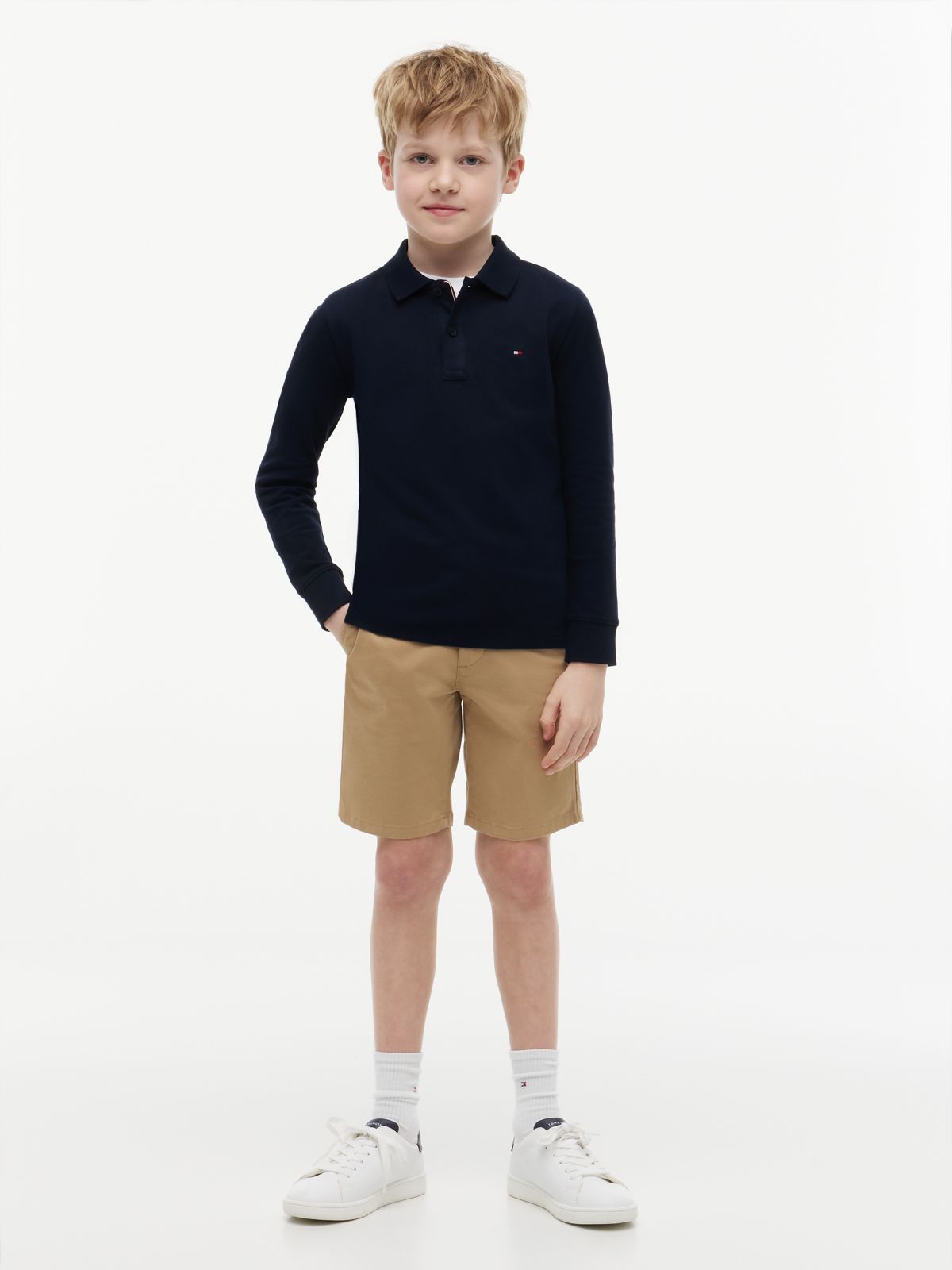 Essential Regular Fit Long Sleeve Polo Shirt — Blue