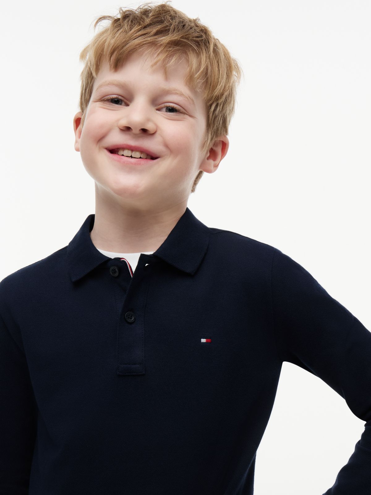 Essential Regular Fit Long Sleeve Polo Shirt — Blue