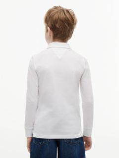 Essential Regular Fit Long Sleeve Polo Shirt — White 4