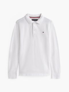 Essential Regular Fit Long Sleeve Polo Shirt — White 6