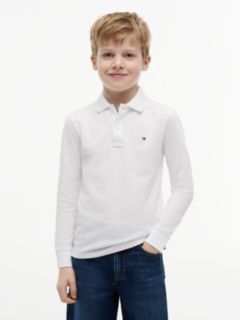 Essential Regular Fit Long Sleeve Polo Shirt — White 1