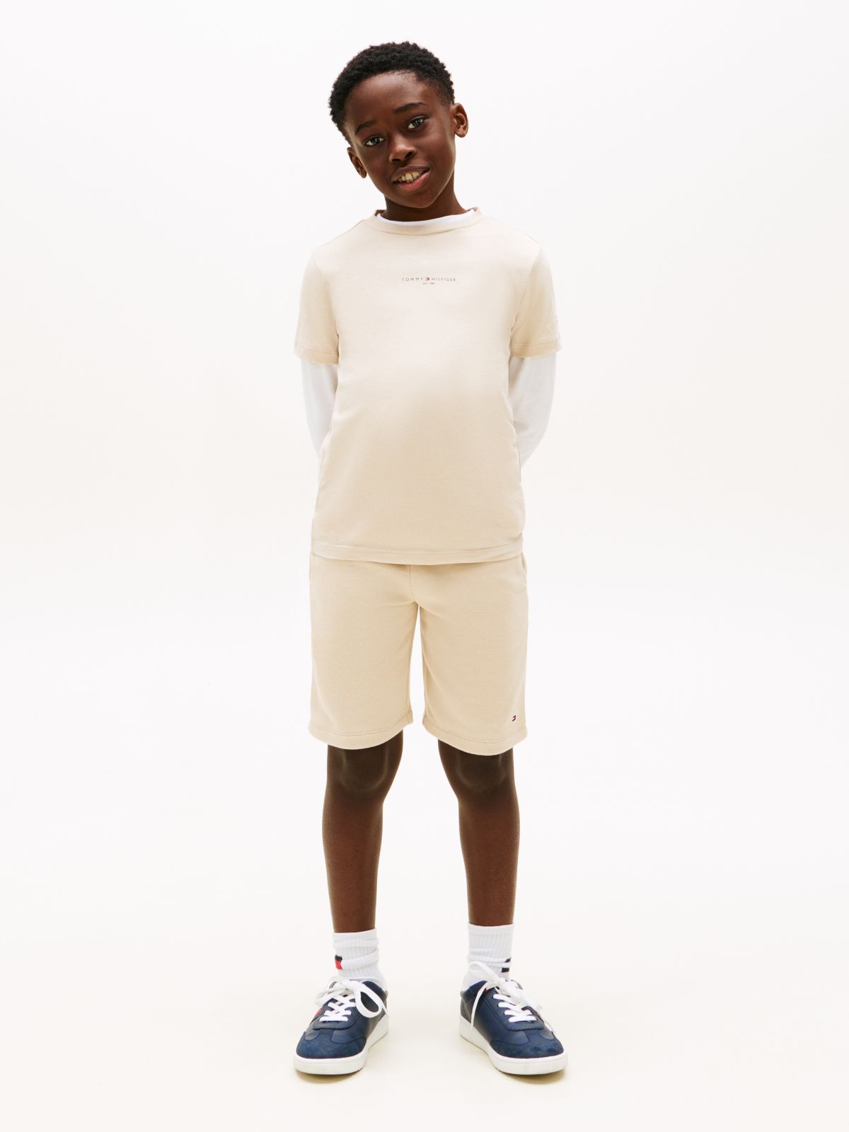 Essential Logo T-Shirt And Shorts Set — Beige