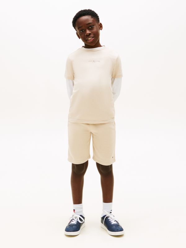 Essential Logo T-Shirt And Shorts Set — Beige