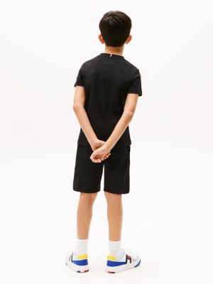 black t-shirt and sweat shorts set for boys tommy hilfiger