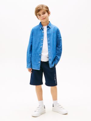 blue logo sweat shorts for boys tommy hilfiger