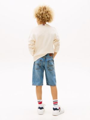 blue straight leg denim shorts for boys tommy hilfiger