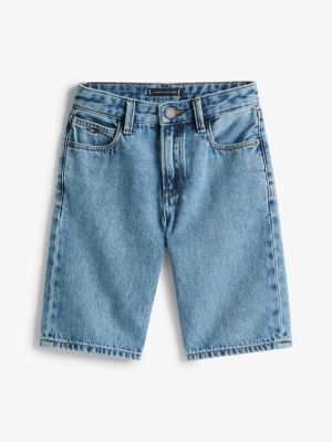 blue straight leg denim shorts for boys tommy hilfiger