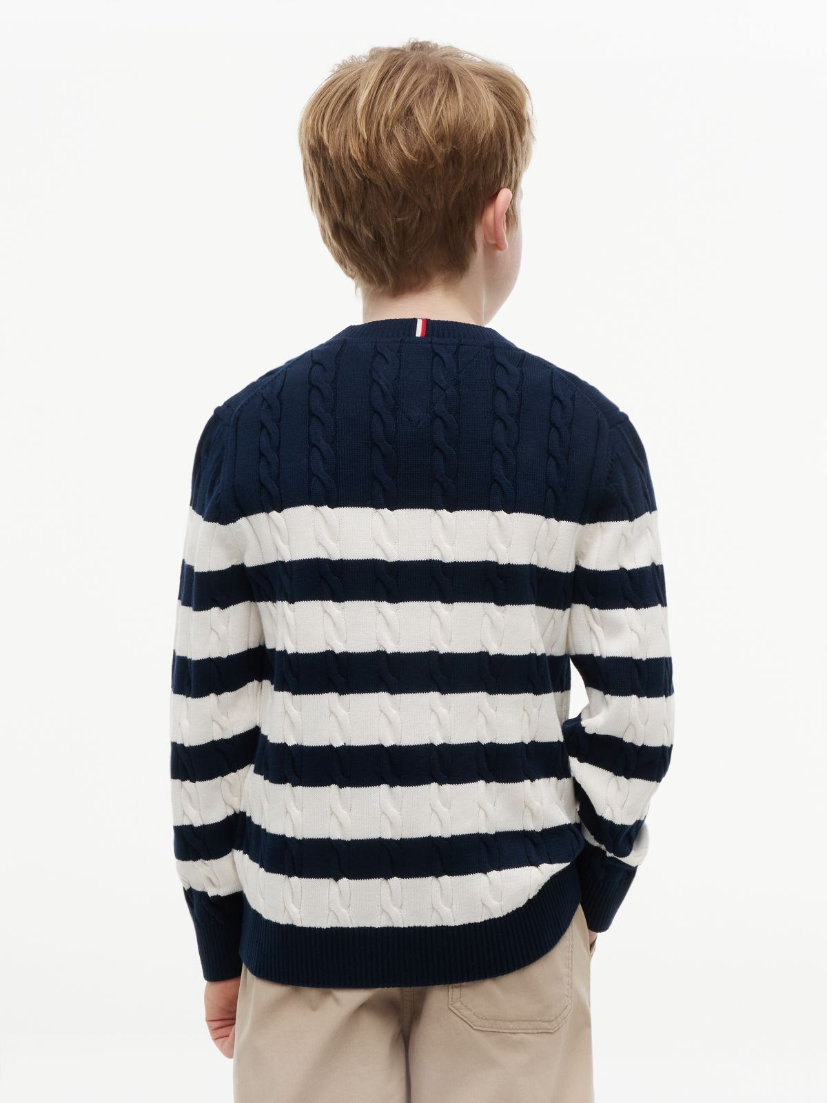 Cable Knit Crew Neck Jumper — Blue