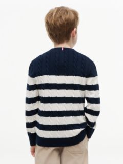 Cable Knit Crew Neck Jumper — Blue 4