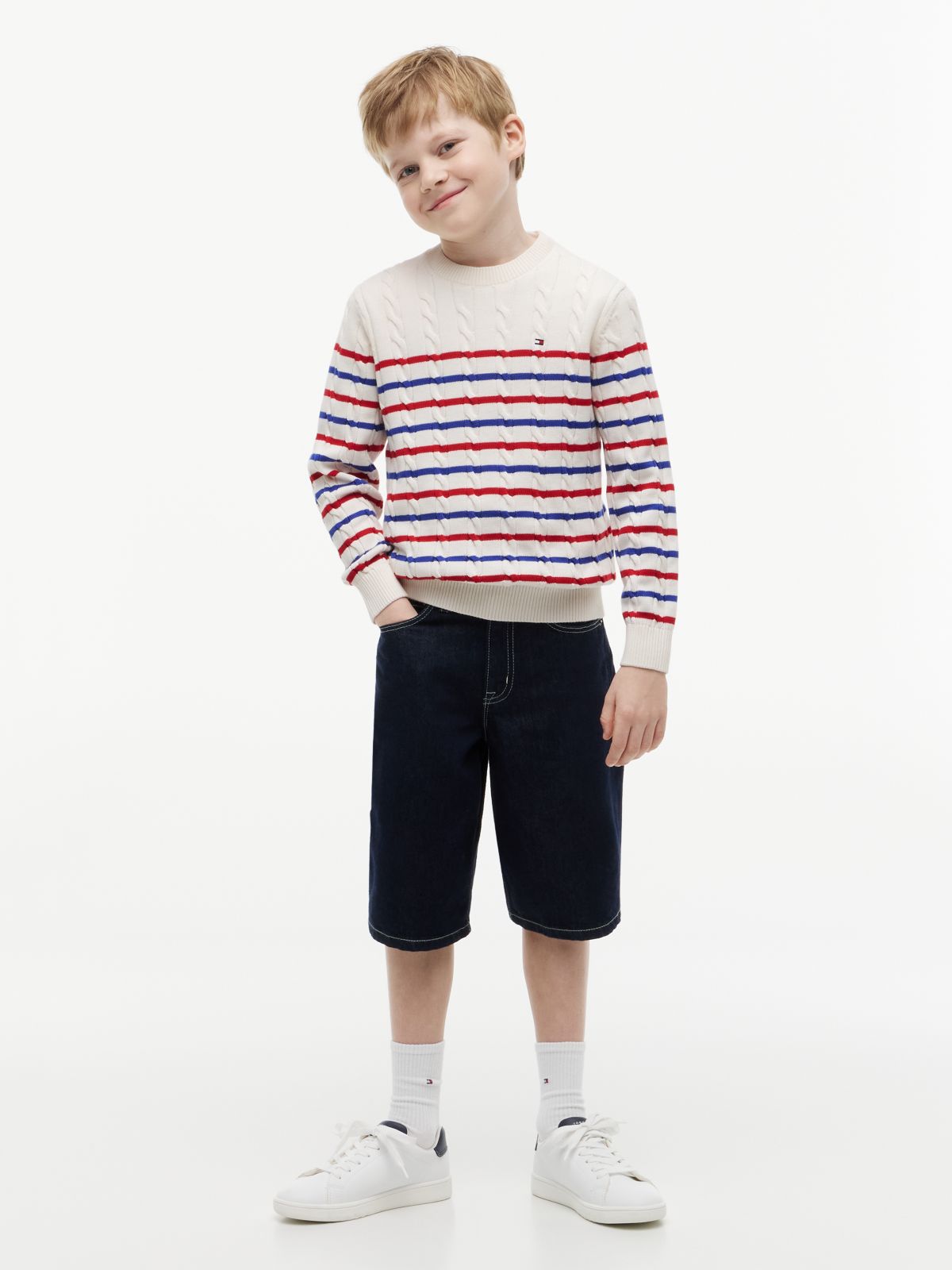 Cable Knit Crew Neck Jumper — Multi