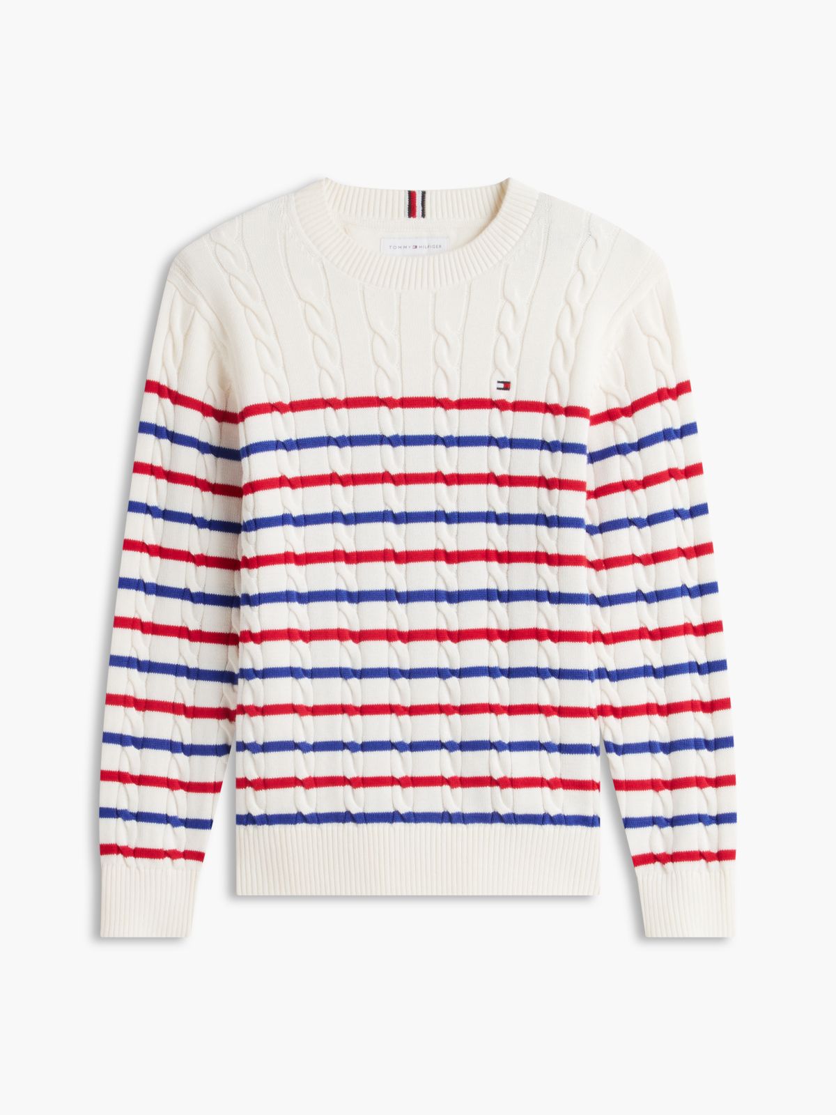 Cable Knit Crew Neck Jumper — Multi
