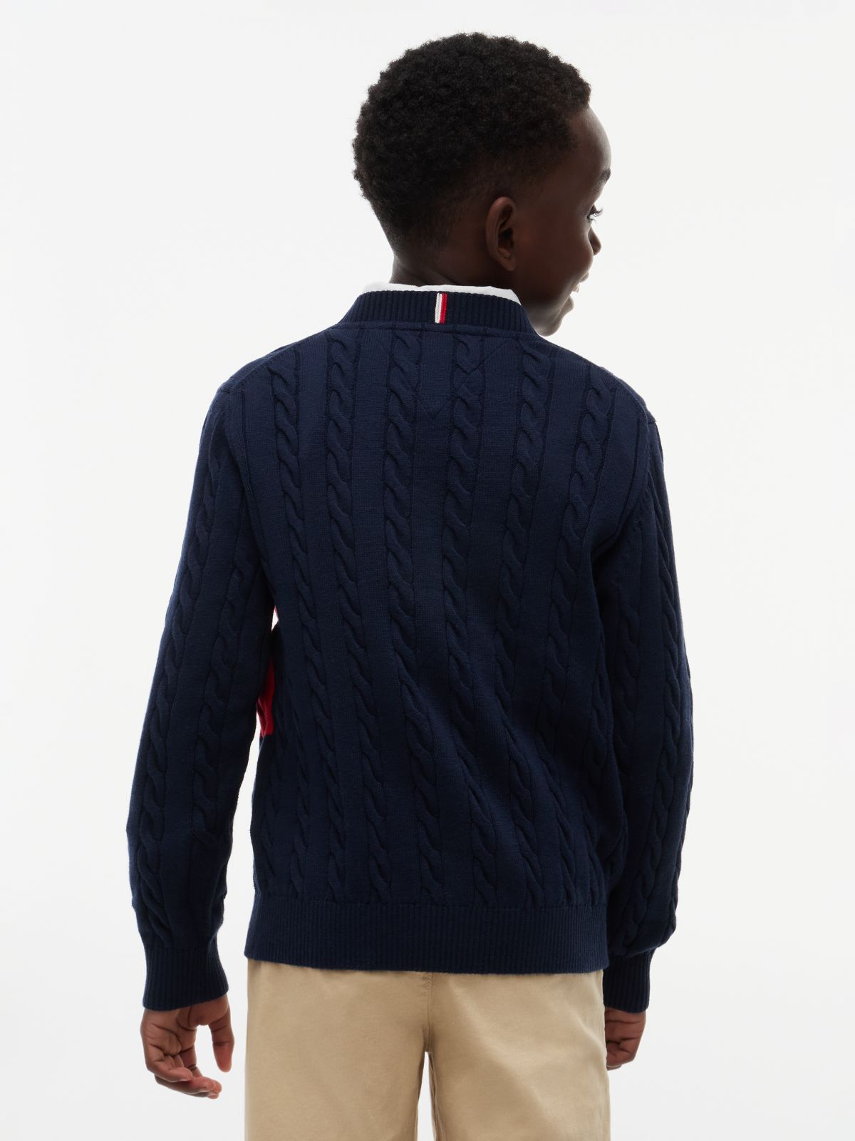 Cable Knit Crew Neck Jumper — Blue