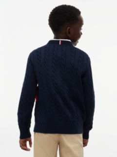 Cable Knit Crew Neck Jumper — Blue 4