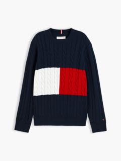 Cable Knit Crew Neck Jumper — Blue 5