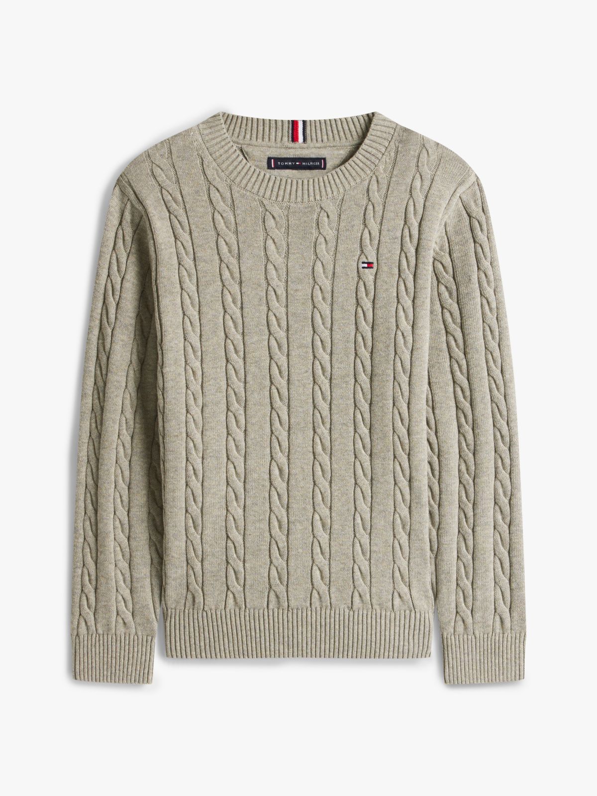 Cable Knit Crew Neck Jumper — Grey
