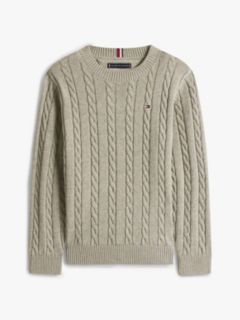 Cable Knit Crew Neck Jumper — Grey 6