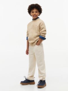 Cable Knit Crew Neck Jumper — Beige 2