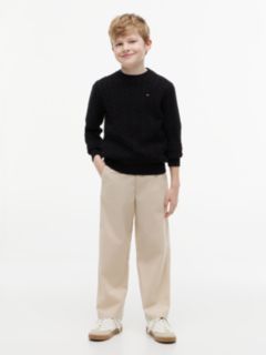 Cable Knit Crew Neck Jumper — Black 2