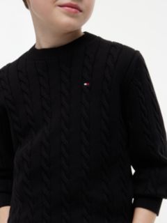 Cable Knit Crew Neck Jumper — Black 3