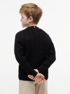 Cable Knit Crew Neck Jumper — Black 4