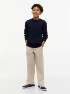 Cable Knit Crew Neck Jumper — Blue 2