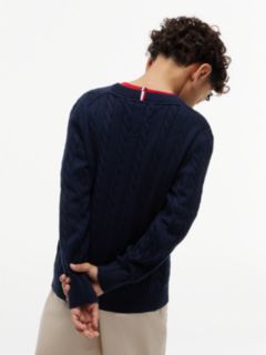Cable Knit Crew Neck Jumper — Blue 4