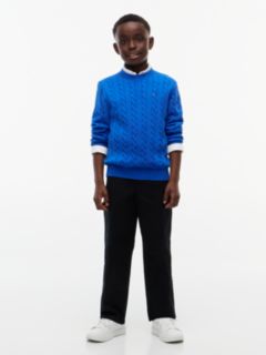 Cable Knit Crew Neck Jumper — Blue 2