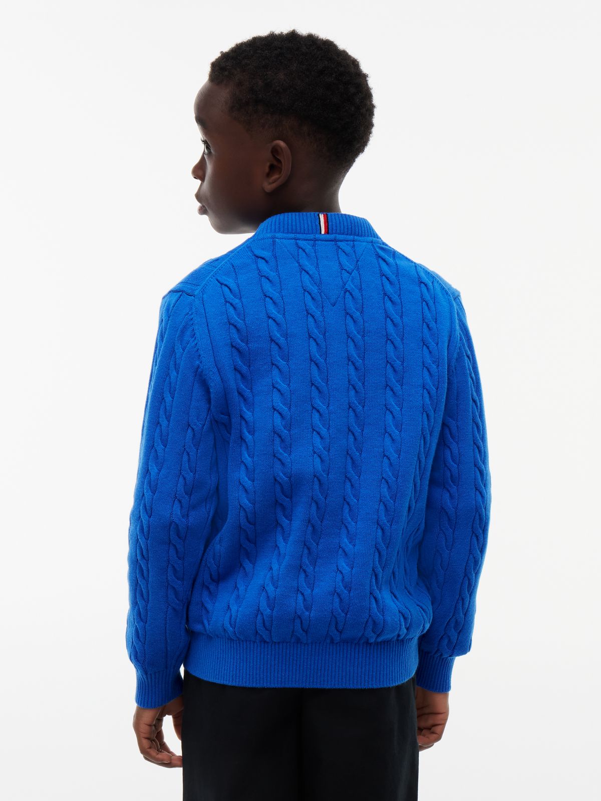 Cable Knit Crew Neck Jumper — Blue