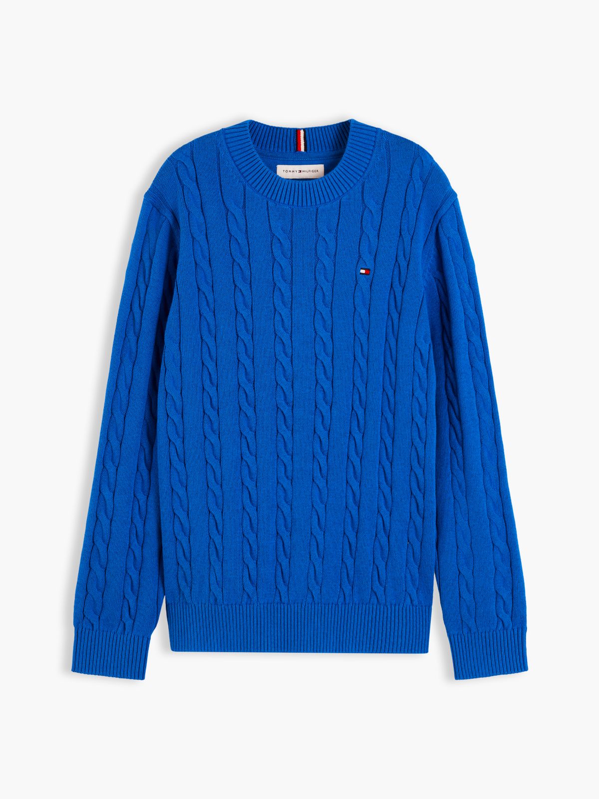Cable Knit Crew Neck Jumper — Blue