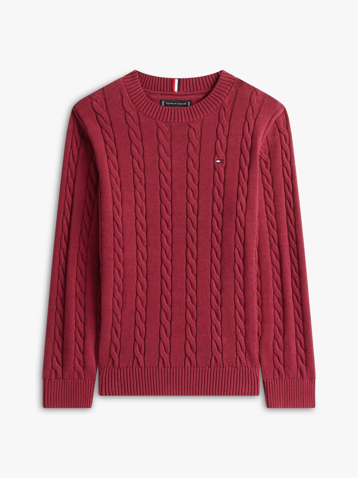 Cable Knit Crew Neck Jumper — Purple