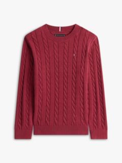 Cable Knit Crew Neck Jumper — Purple 5