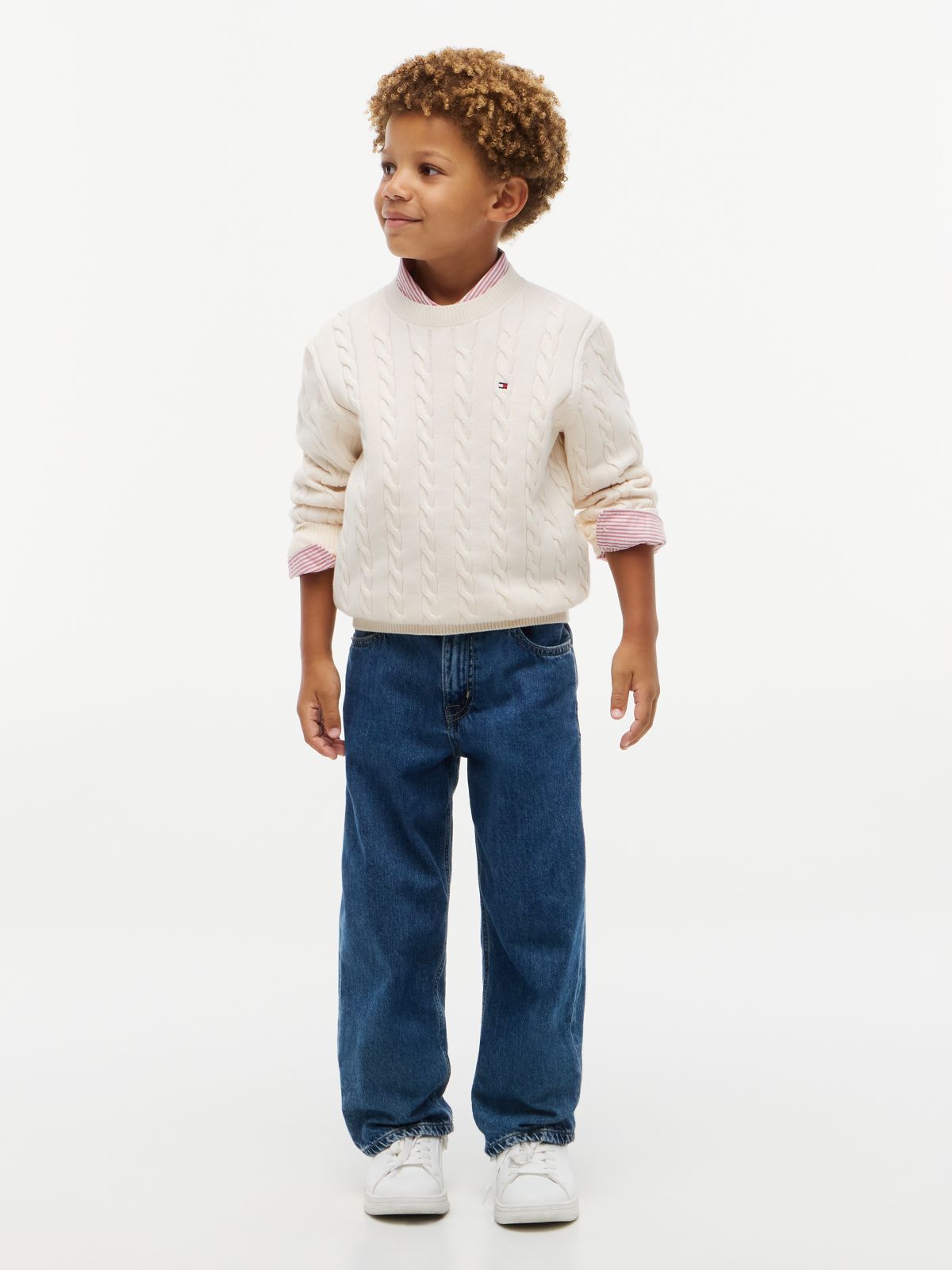 Cable Knit Crew Neck Jumper — Yellow